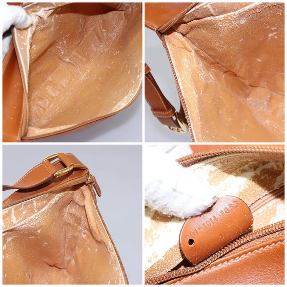 GUCCI Web Sherry Line Shoulder Bag Leather Brown Red Green Auth - Picture 14 of 15